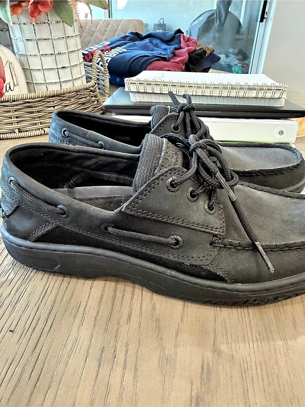 Sperry Top-Sider Black Leather Boat Shoes Men’s